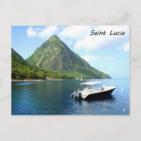Ein Speedboat vor den Pitons in Saint Lucia