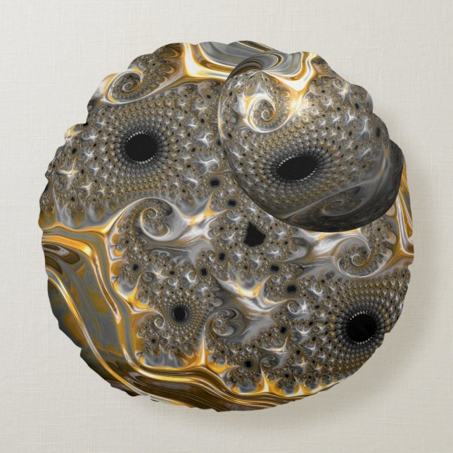 Ein spektakuläres Ballett in Silber und Gold Rundk Rundes Kissen (Vorderseite)