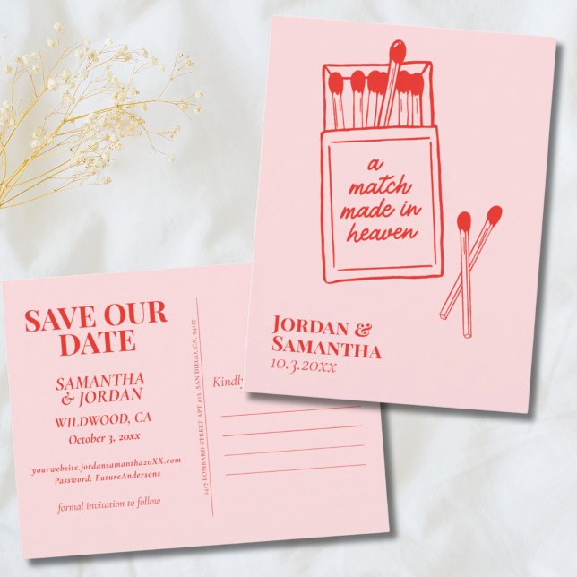 Ein Spiel, das im Himmel Save the Date auf der Pos Postkarte (A Match Made in Heaven Save the Date Postcard
)