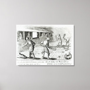 Ein Spiel des wirklichen Tennis mit Sport-Balladen Leinwanddruck