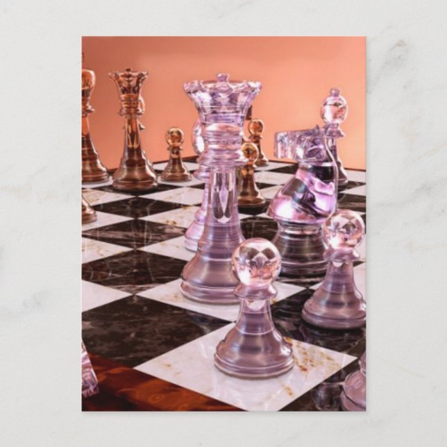 Ein Spiel mit Schach Postkarte (Vorderseite)