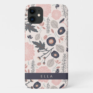 Ein spielerisch gedrehtes Blumenmuster Grauer rosa Case-Mate iPhone Hülle