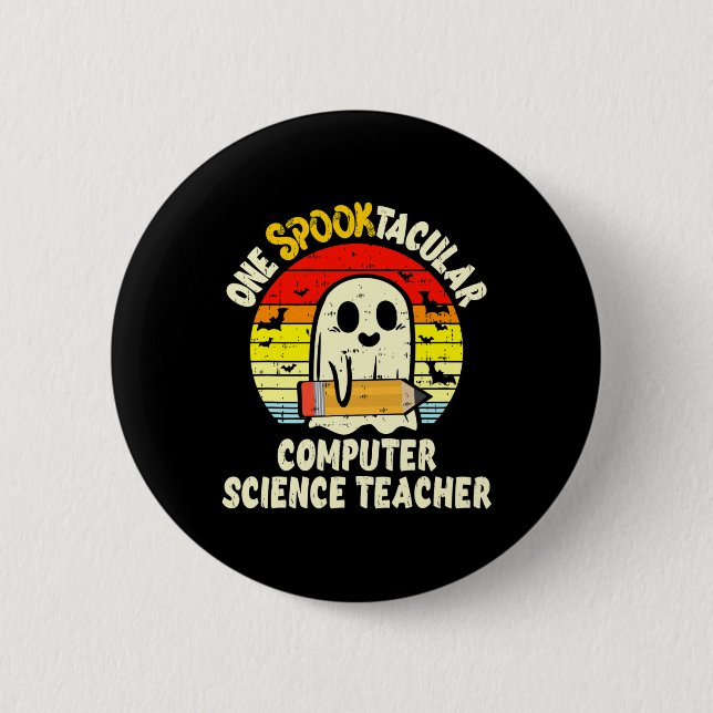 Ein spooktacularer Informatik-Lehrer Halloween Button (Vorderseite)