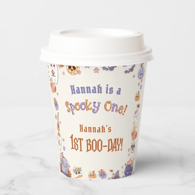 Ein Spooky Babe Niedlich Halloween Ghost 1. Geburt Pappbecher (Vorderseite)