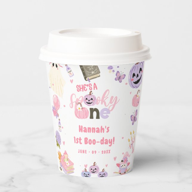 Ein Spooky Babe Niedlich Halloween Ghost 1. Geburt Pappbecher (Vorderseite)