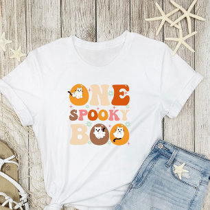 Ein Spooky Boo Groovy Halloween Cat Ghost T-Shirt