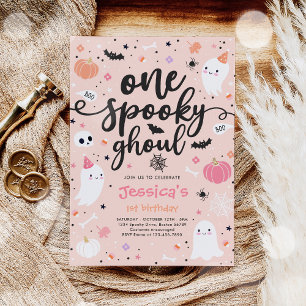 Ein Spooky Ghoul Niedlich Halloween Ghost 1. Gebur Einladung