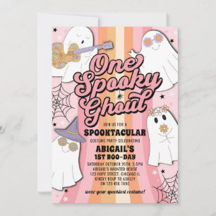 Ein Spooky Ghoul Pink Halloween Mädchen 1. Geburts Einladung