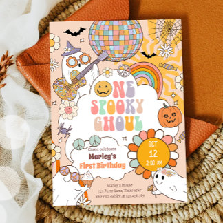 Ein Spooky Ghoul Retro Halloween erster Geburtstag Einladung