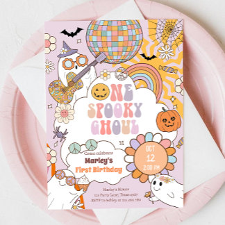 Ein Spooky Ghoul Retro Halloween erster Geburtstag Einladung