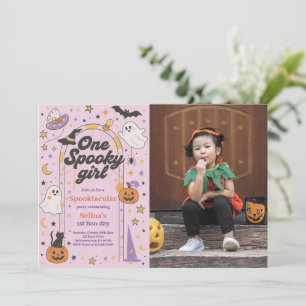 Ein Spooky Girl Halloween Ghost 1. Geburtstags-Fot Einladung