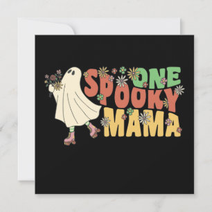 Ein Spooky Mama Groovy Ghost mit Vintagen Blume Einladung