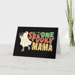 Ein Spooky Mama Groovy Ghost mit Vintagen Blume Feiertagskarte