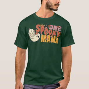 Ein Spooky Mama Groovy Ghost mit Vintagen Blume T-Shirt