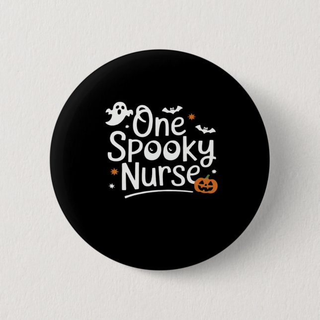 Ein Spooky Nurse Funny Ghost Nurse Halloween Essen Button (Vorderseite)