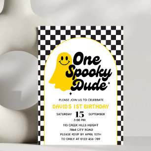 Ein Spooky Typ Groovy Halloween erster Geburtstag Einladung