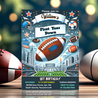 Ein Sportkinderjungs Ticket Fußball 1. Geburtstag Einladung