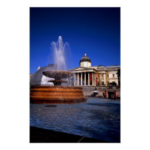 Ein Springbrunnen Trafalgar Square London Poster