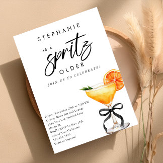 Ein Spritz Older Orange Cocktail Black Bow Geburts Einladung