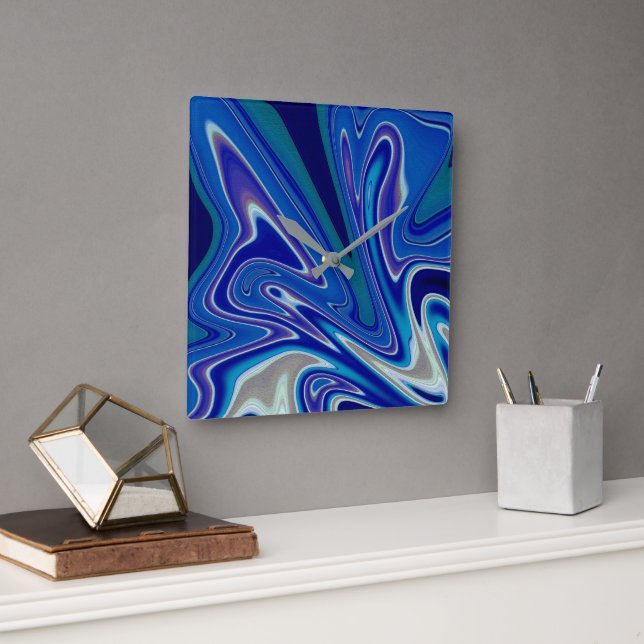 Ein Spritzer Blau Quadratische Wanduhr (Büro)