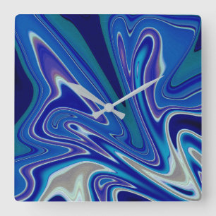 Ein Spritzer Blau  Quadratische Wanduhr