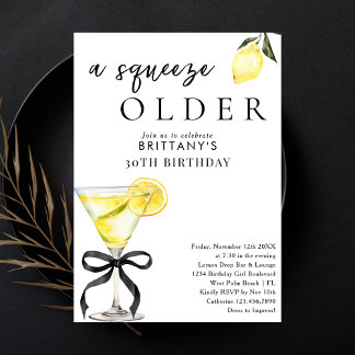 Ein Squeeze Older Lemon Drop Martini 30. Geburtsta Einladung