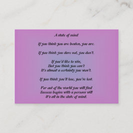 Ein Staat der Sinnesgeschäfts-Karte Visitenkarte