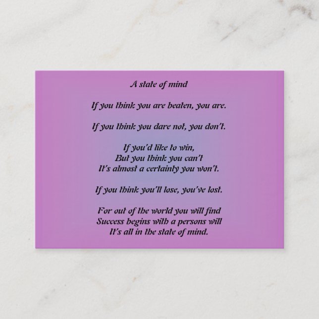 Ein Staat der Sinnesgeschäfts-Karte Visitenkarte (Vorderseite)