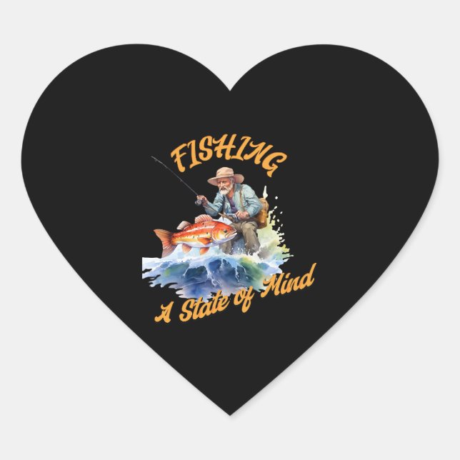 Ein Staat des Geistes fischen Herz-Aufkleber (Vorderseite)