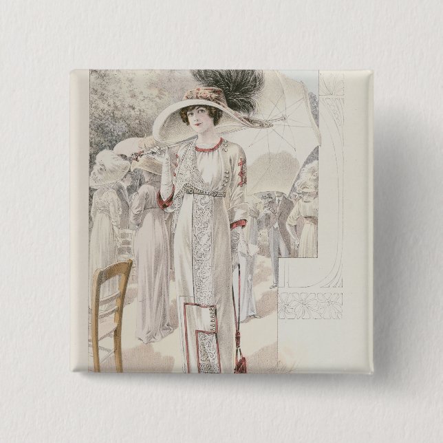 Ein Stadtkleid, von 'Les Grandes Modusde Paris Button (Vorderseite)
