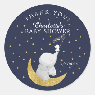 Ein Star Bunny Elephant Baby Shower Vielen Dank Runder Aufkleber