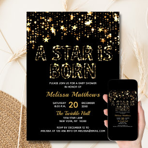 EIN STAR IST GEBORENE Gold Black Baby Dusche Einladung