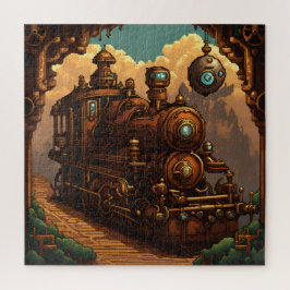 Ein Steampunk-Zug in Pixel Art Puzzle