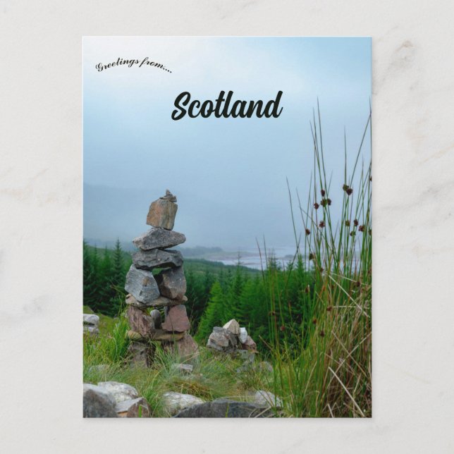Ein Steinhaufen in Schottland Postkarte (Vorderseite)