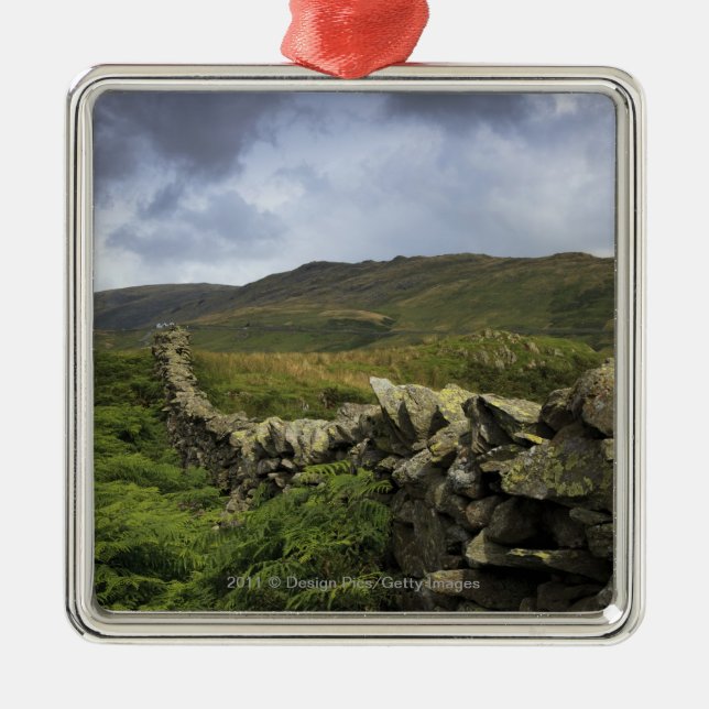 Ein Steinzaun durch Felder Silbernes Ornament (Vorne)