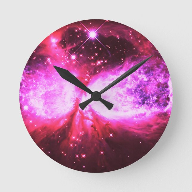 Ein Stern ist Geboren rosa Runde Wanduhr (Vorderseite)