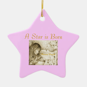 Ein Stern ist geborene rosa Keramikornament