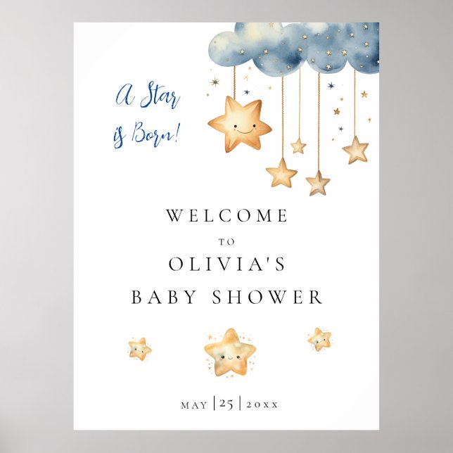 Ein Stern wird geboren Baby Shower Willkommen Poster (Vorne)