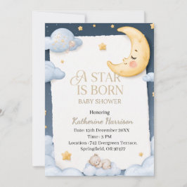 Ein Stern wird mit schlafendem Mond-Baby-Party geb Einladung