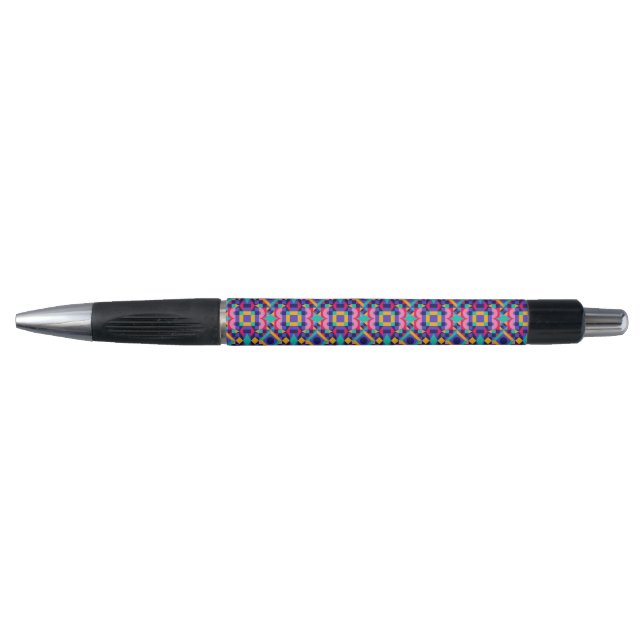 Ein Stift mit einem farbenfrohen geometrischen Mus (Vorderseite)