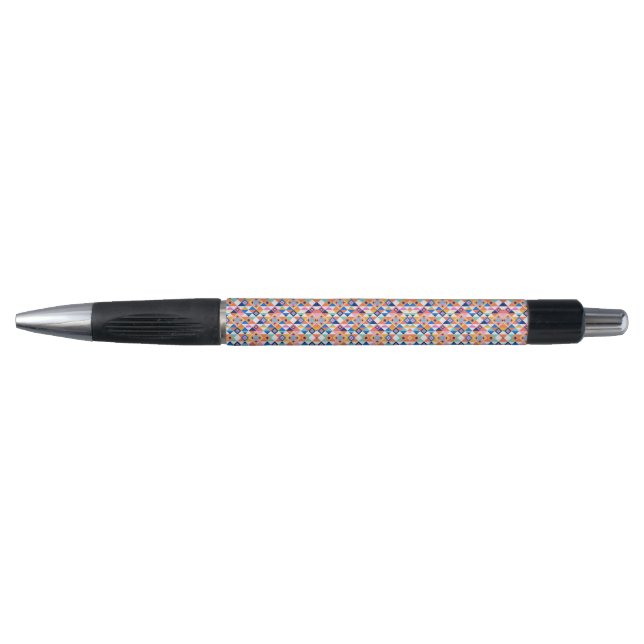 Ein Stift mit einem farbenfrohen geometrischen Mus (Vorderseite)