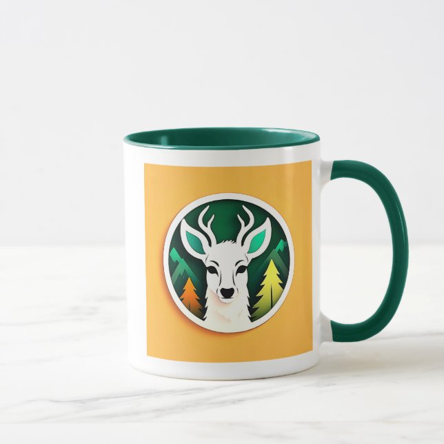 Ein stilisierter Hirsch mit Wald Tasse (Rechts)