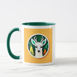 Ein stilisierter Hirsch mit Wald Tasse