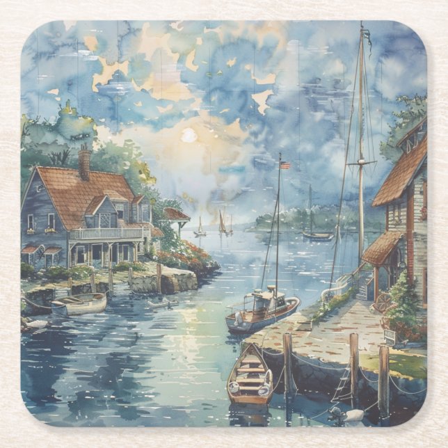 Ein stiller Hafen Rechteckiger Pappuntersetzer (Vorderseite)
