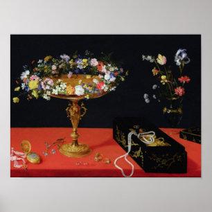 Ein Stillleben auf der Tazza mit Blume Poster
