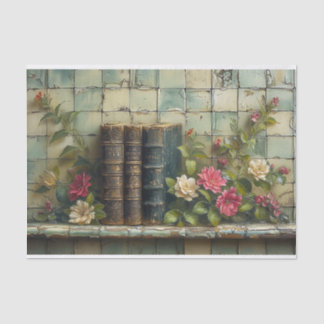 Ein Stillleben Malerei von Blume und Büchern Seidenpapier