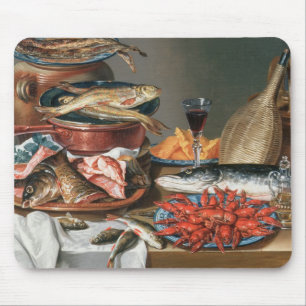 Ein Stillleben von ein Fisch-, Forelle-und Mousepad