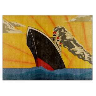 Ein stilvolles Art Deco-Schiff Glas-Schneidbrett Schneidebrett