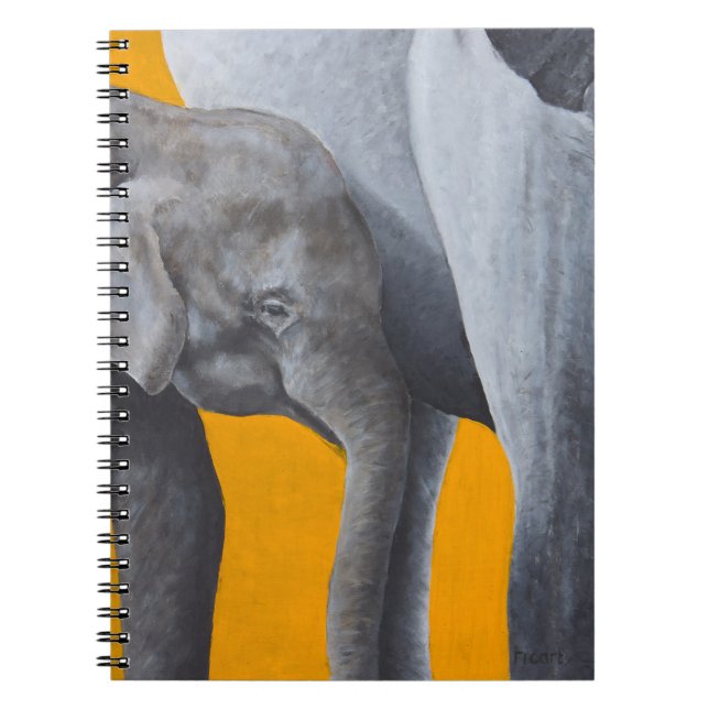 Ein stilvolles Notebook mit Elefant und Kind Notizblock (Vorderseite)