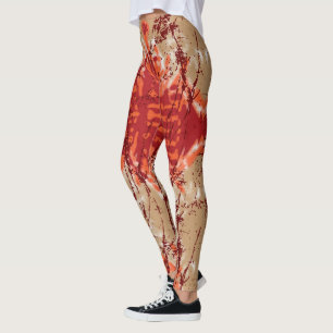 ein Stoff mit orangefarbenem und braunem Muster, Leggings